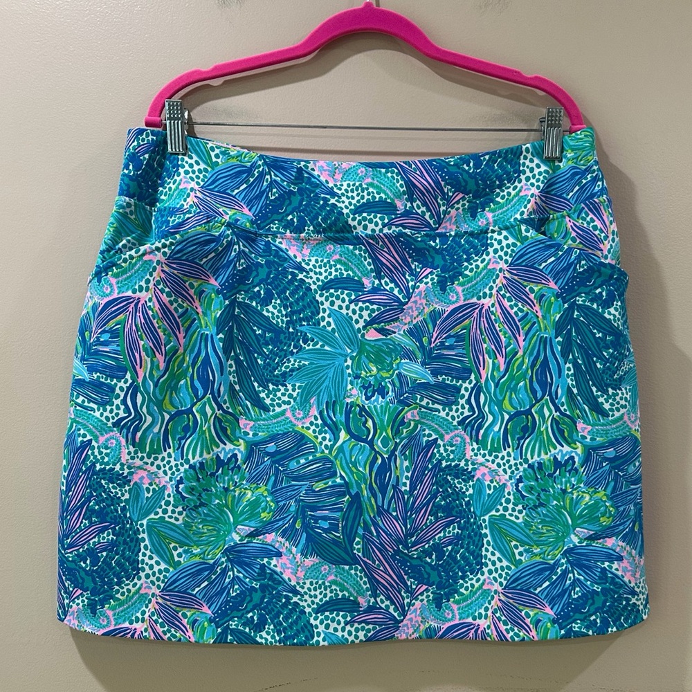 Lilly Pulitzer Luxletic Monica Skirt Skort Botanical Green UPF 50+ Women 16